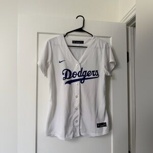 Nike White and Blue Dodgers Jersey Women